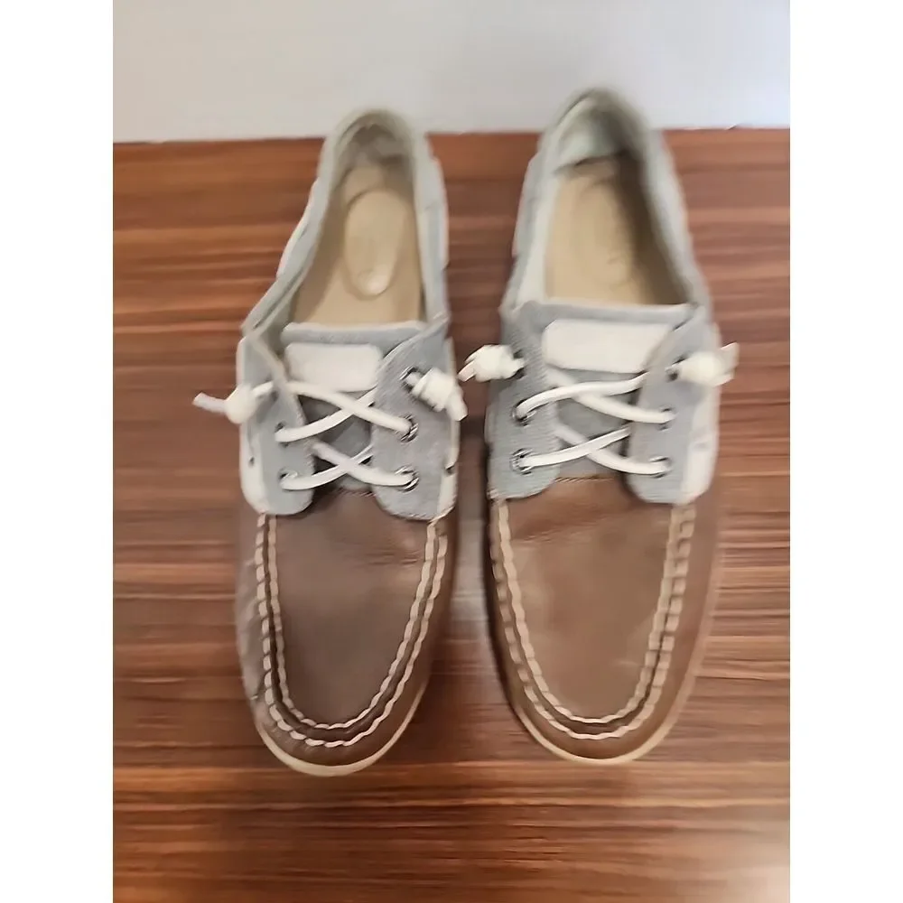 Sperry STS97722 Boat Dock Side Slip On‎ Shoe Grey Brown Cream Mens 9 Woman's 11